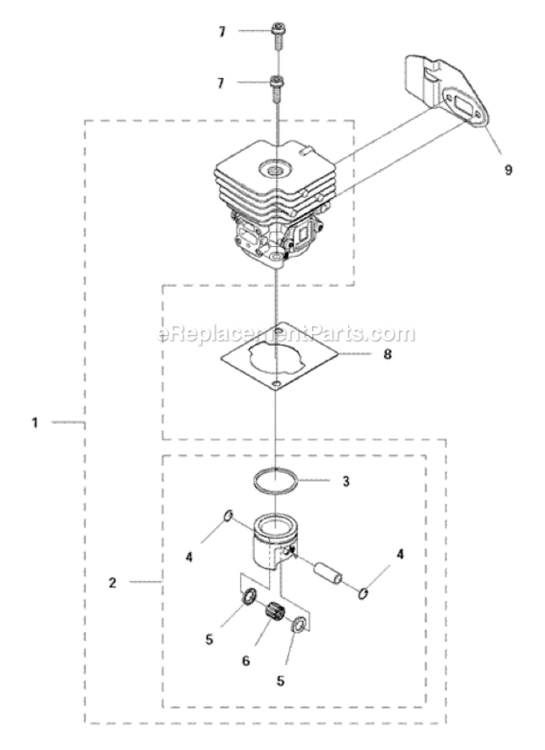 Cylinder_Piston Diagram and Parts List for 122LDX  Husqvarna Trimmer