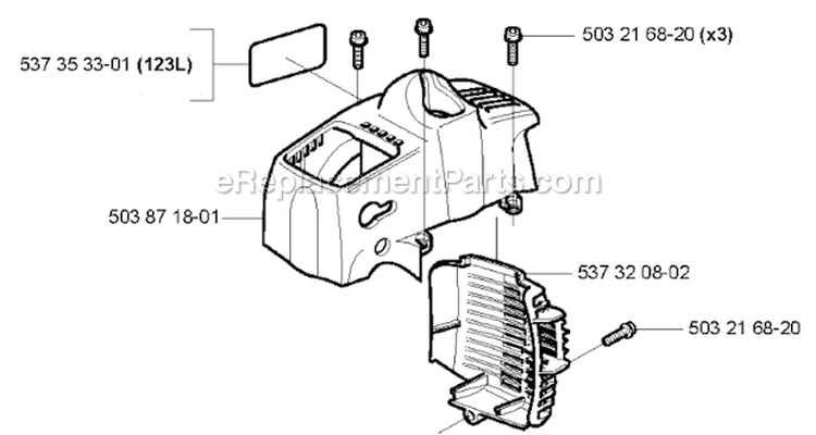 Muffler_Cover Diagram and Parts List for 123L 2004-03 Husqvarna Trimmer