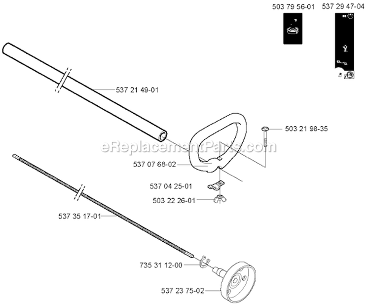 Shaft_And_Handle Diagram and Parts List for 123L 2004-03 Husqvarna Trimmer