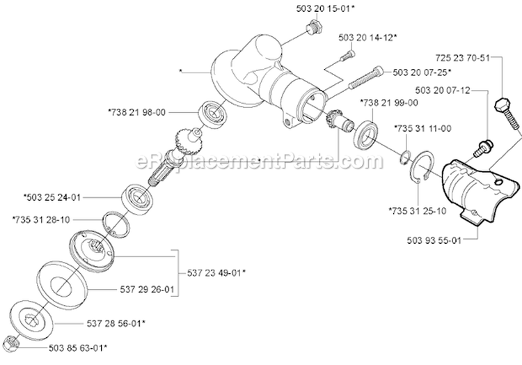 Bevel_Gear Diagram and Parts List for 123L 2004-03 Husqvarna Trimmer