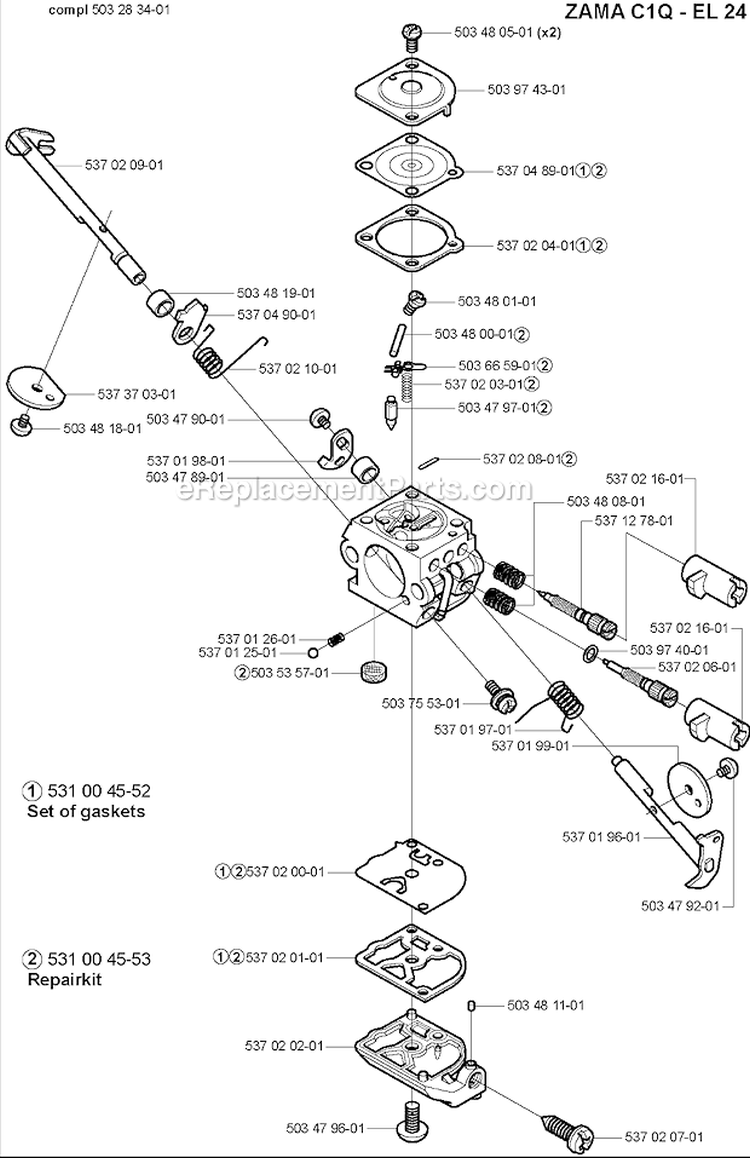 Zama_Carburetor Diagram and Parts List for 123L 2004-03 Husqvarna Trimmer