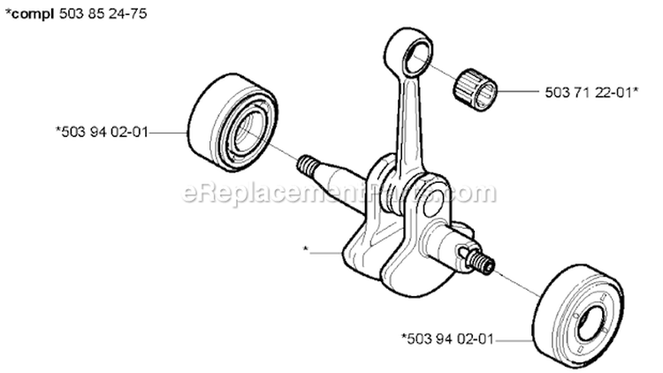 Crankshaft Diagram and Parts List for 123L 2004-03 Husqvarna Trimmer