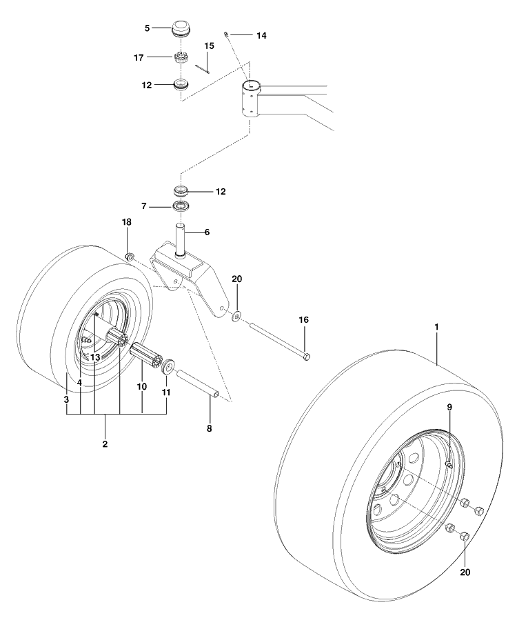 Wheels And Tires Diagram and Parts List for M-ZT61BF (96717701000)(2014-02) Husqvarna Lawn Mower
