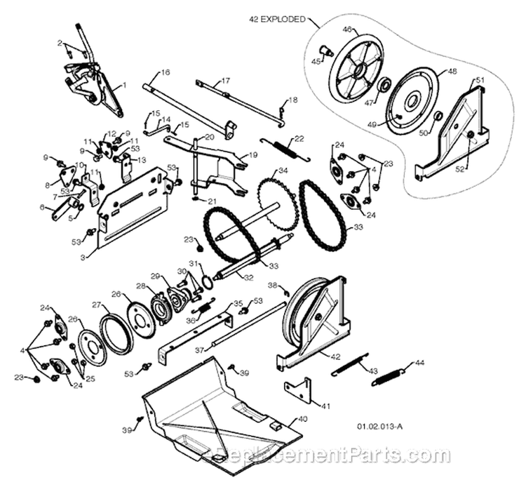 Drive Diagram and Parts List for 12527HV 96193005300 -2010-06 Husqvarna Snow Blower