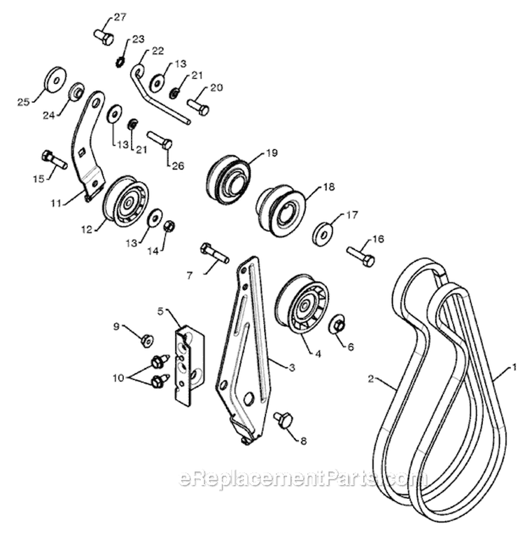 Belt Guard And Pulley Diagram and Parts List for 12527HV 96193005301 -2010-07 Husqvarna Snow Blower