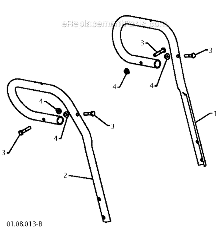Handle Diagram and Parts List for 12527HV 96193005301 -2010-07 Husqvarna Snow Blower