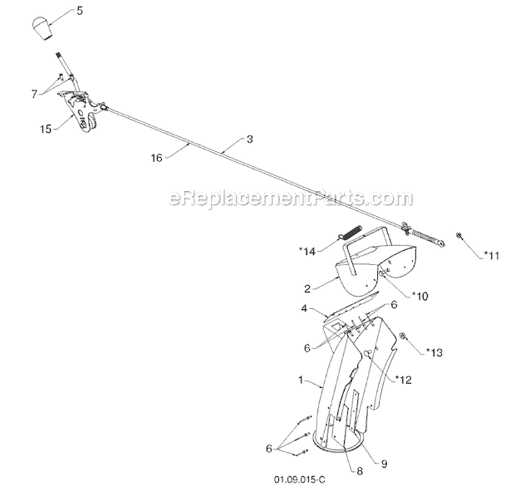 Control Panel And Discharge Chute Diagram and Parts List for 12527HV 96193007100 -2011-06 Husqvarna Snow Blower