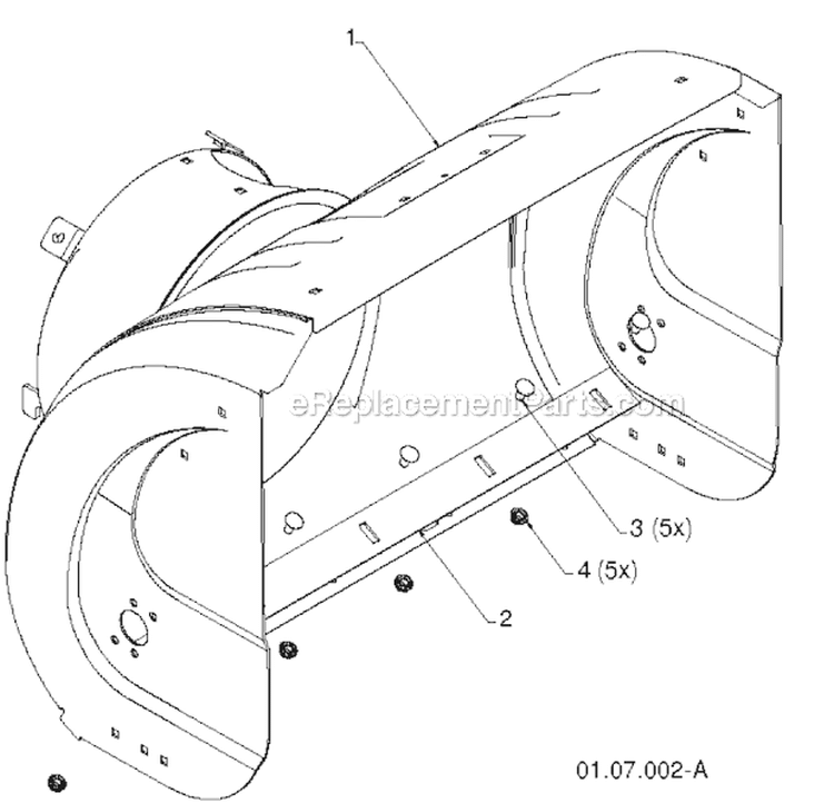 Auger Housing And Impeller Diagram and Parts List for 12527HV 96193007100 -2011-06 Husqvarna Snow Blower