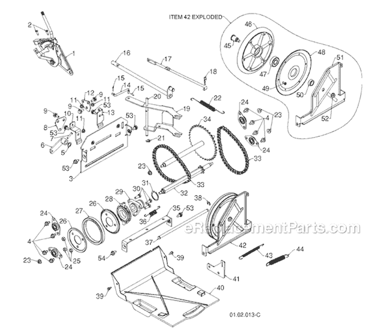 Drive Diagram and Parts List for 12527HV 96193007101 -2011-07 Husqvarna Snow Blower