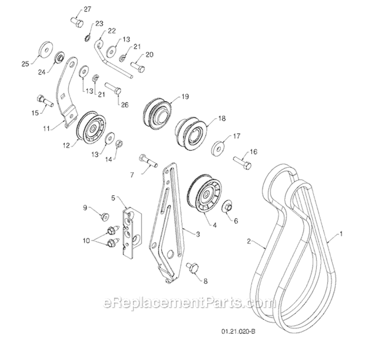 Page B Diagram and Parts List for 12527HV 96193007101 -2011-07 Husqvarna Snow Blower