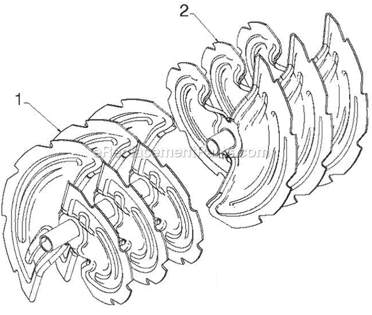 Auger Housing Impeller Diagram and Parts List for 12527HV 96193007102 - 2012-07 Husqvarna Snow Blower