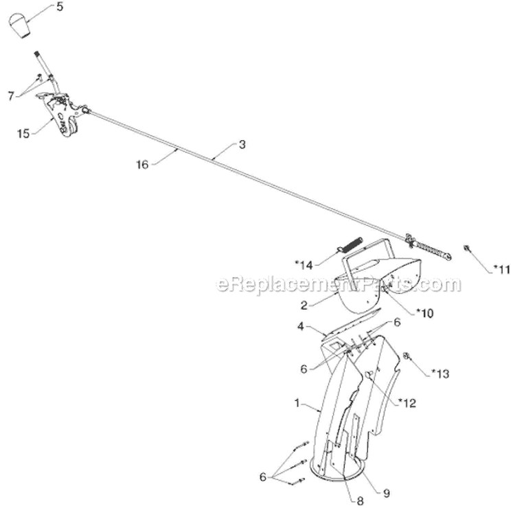Control Panel Discharge Chute Diagram and Parts List for 12527HV 96193007103 - 2012-06 Husqvarna Snow Blower