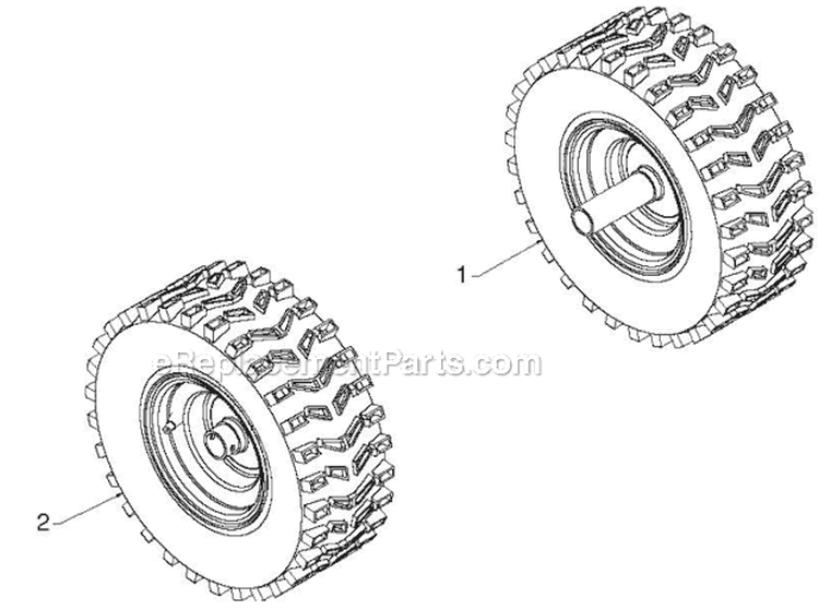 Wheels Tires Diagram and Parts List for 12527HV 96193007104 - 2012-06 Husqvarna Snow Blower