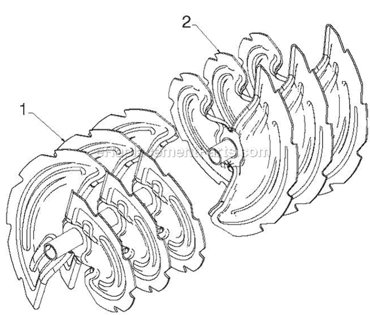 Auger Housing Impeller Diagram and Parts List for 12527HV 96193007105 - 2012-08 Husqvarna Snow Blower