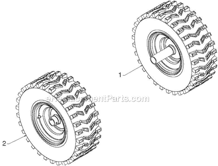 Wheels Tires Diagram and Parts List for 12527HV 96193007105 - 2012-08 Husqvarna Snow Blower