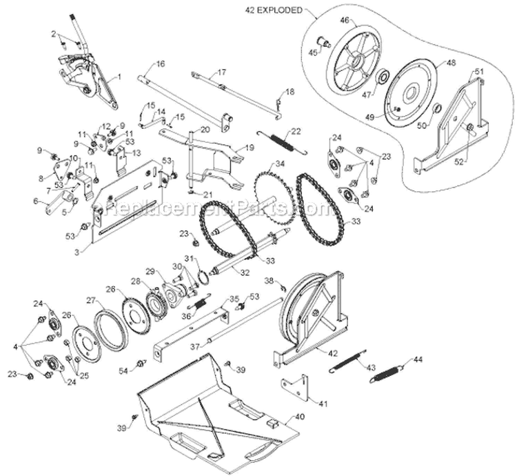 Drive Diagram and Parts List for 12530HV 96193007200 - 2011-07 Husqvarna Snow Blower