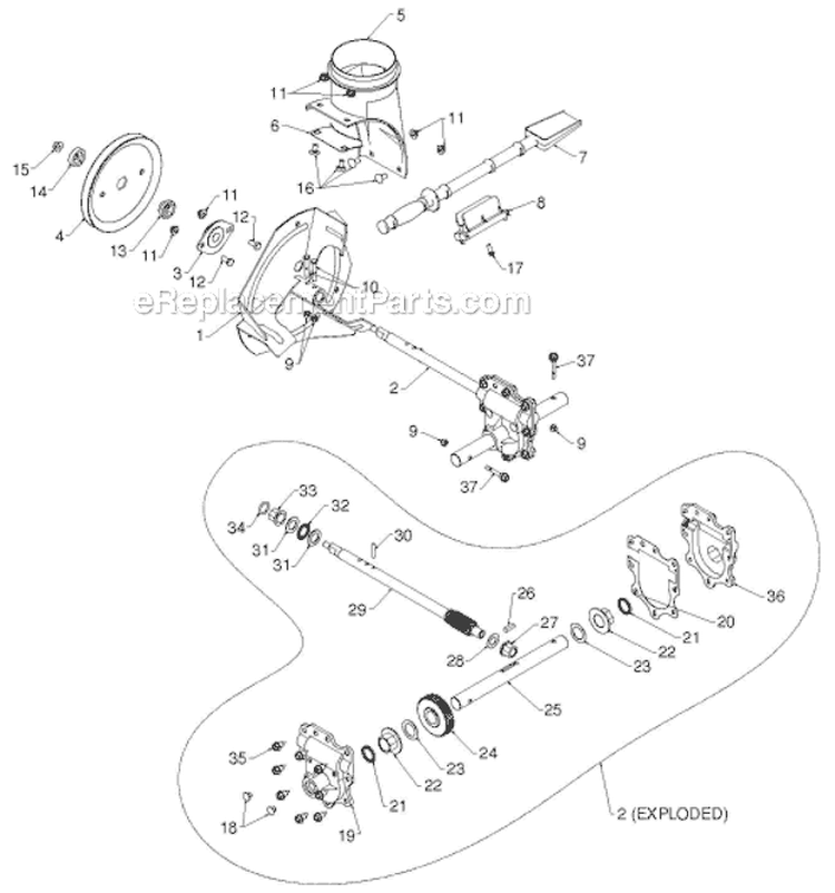 Auger Housing Impeller Diagram and Parts List for 12530HV 96193007201 - 2012-06 Husqvarna Snow Blower