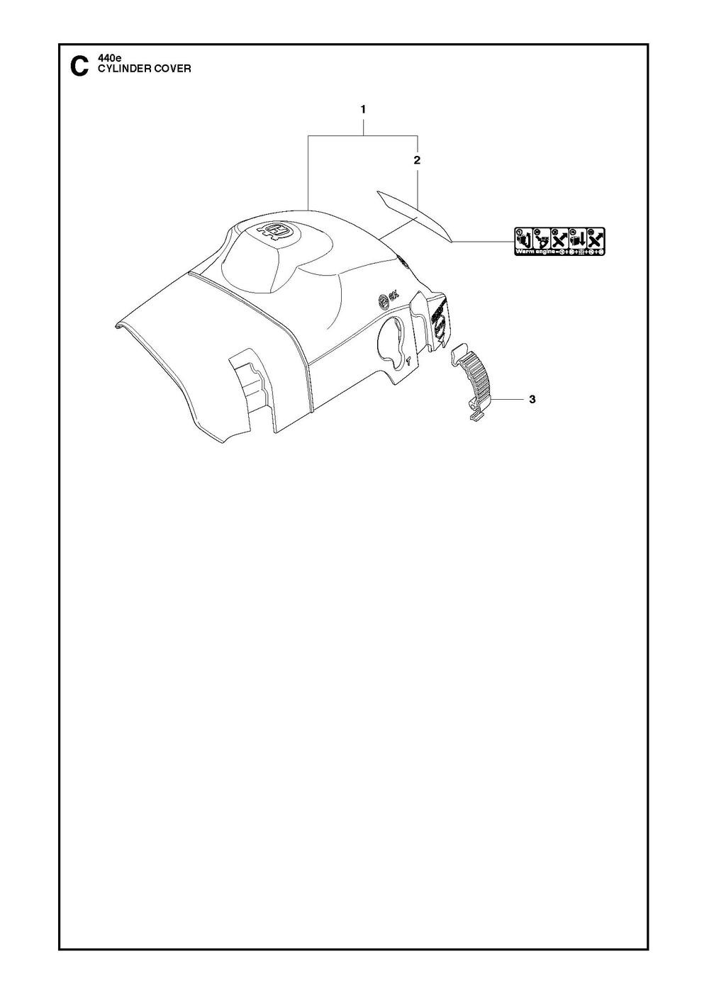 Cylinder Cover Diagram and Parts List for 440 e-series Husqvarna Chainsaw