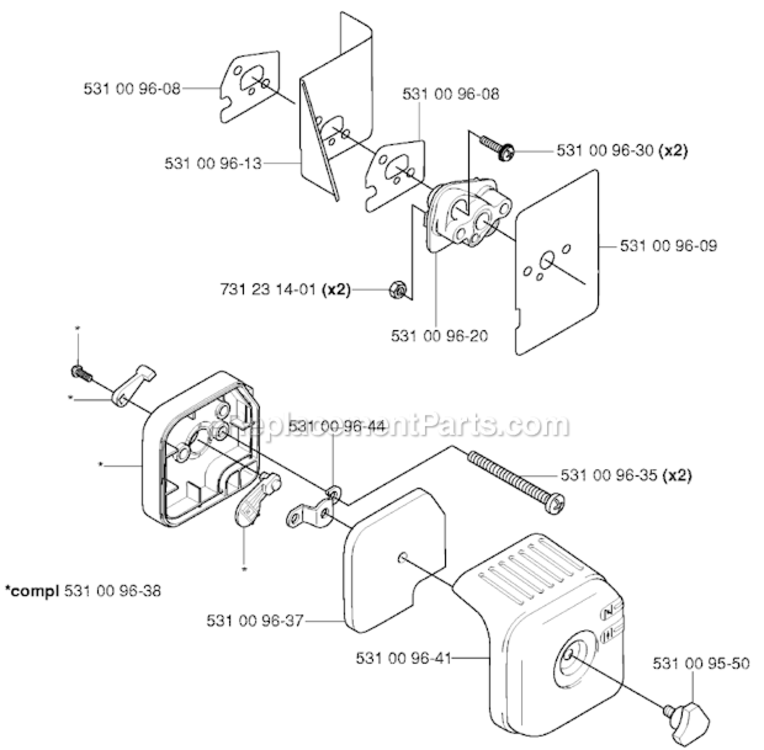 Air Filter Diagram and Parts List for 125BT 2004-10 Husqvarna Leaf Blower / Vacuum
