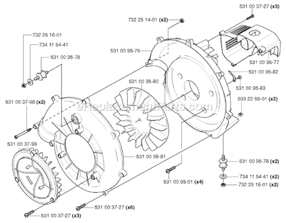 Fuel System Diagram and Parts List for 125BT 2004-10 Husqvarna Leaf Blower / Vacuum