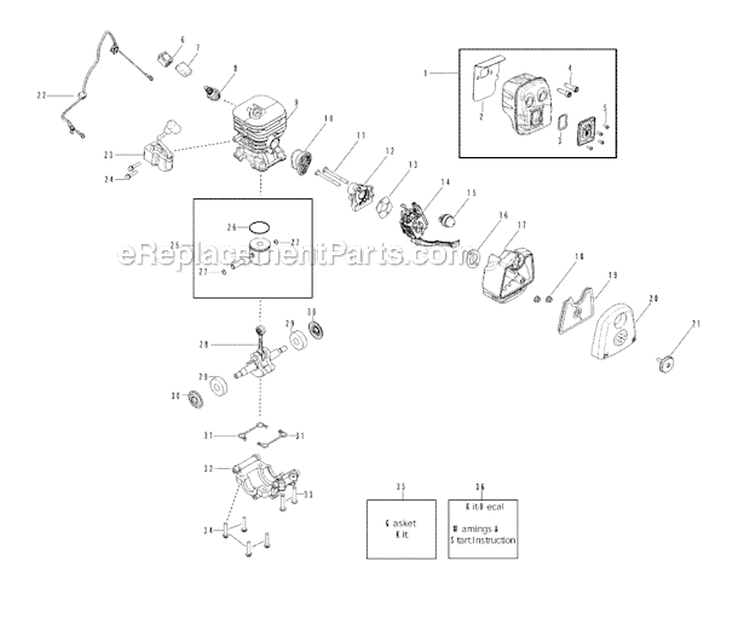 Product Complete Diagram and Parts List for 125BVX 2007-05 Husqvarna Leaf Blower / Vacuum