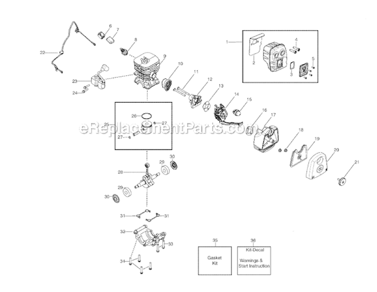 Housing Diagram and Parts List for 125BVX 2008-06 Husqvarna Leaf Blower / Vacuum