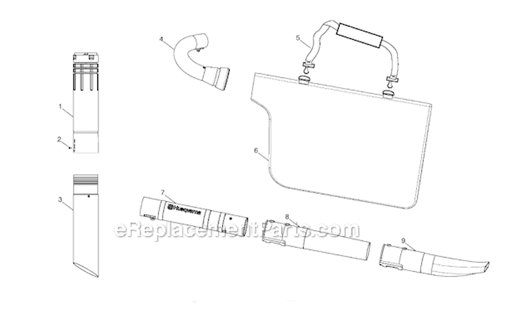 Tube Diagram and Parts List for 125BVX 2008-06 Husqvarna Leaf Blower / Vacuum