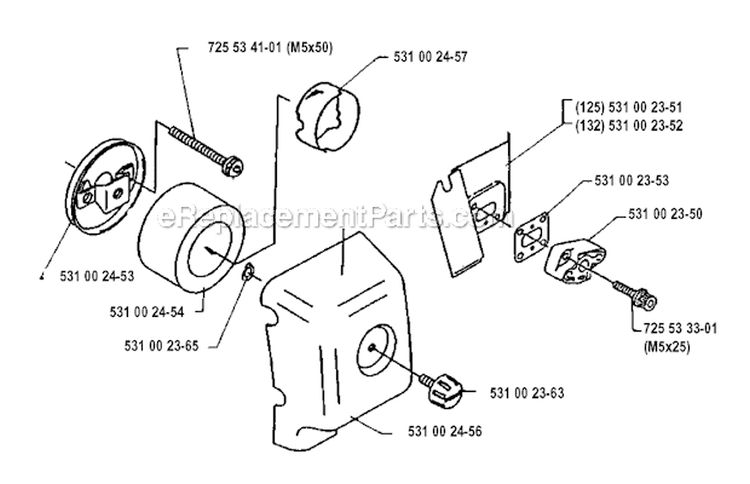 Air Filter Diagram and Parts List for 125L 1990-11 Husqvarna Trimmer
