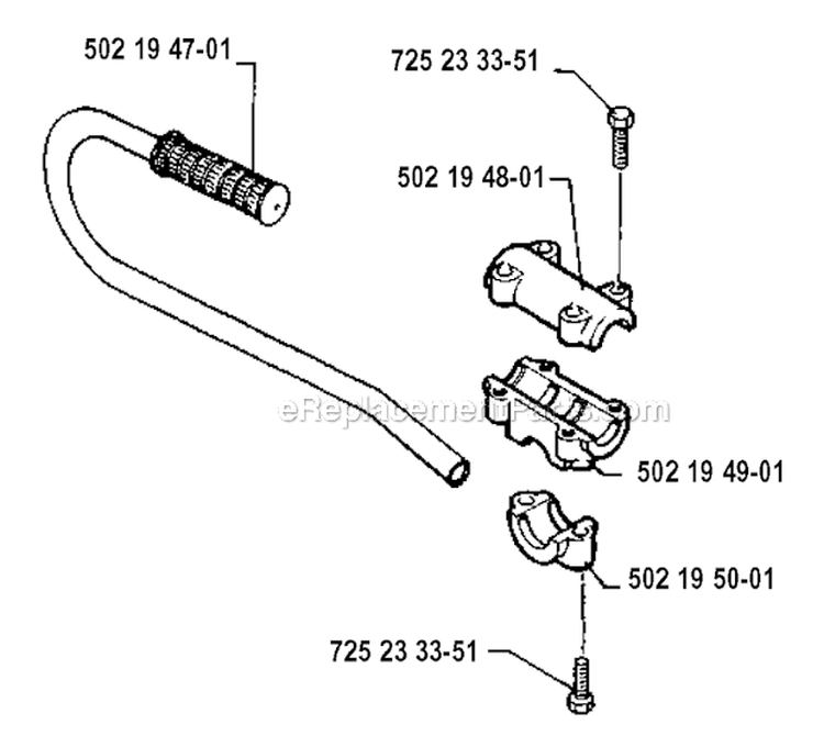 Handle Diagram and Parts List for 125L 1990-11 Husqvarna Trimmer