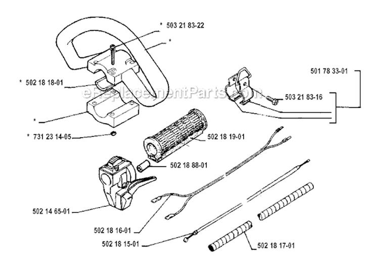 Handle  Controls Diagram and Parts List for 125L 1990-11 Husqvarna Trimmer