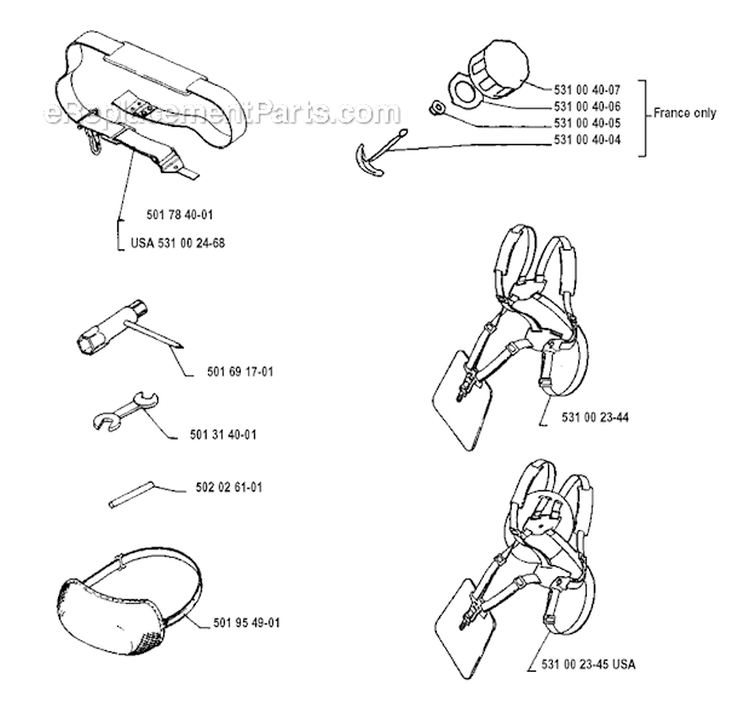 Harness Diagram and Parts List for 125L 1990-11 Husqvarna Trimmer