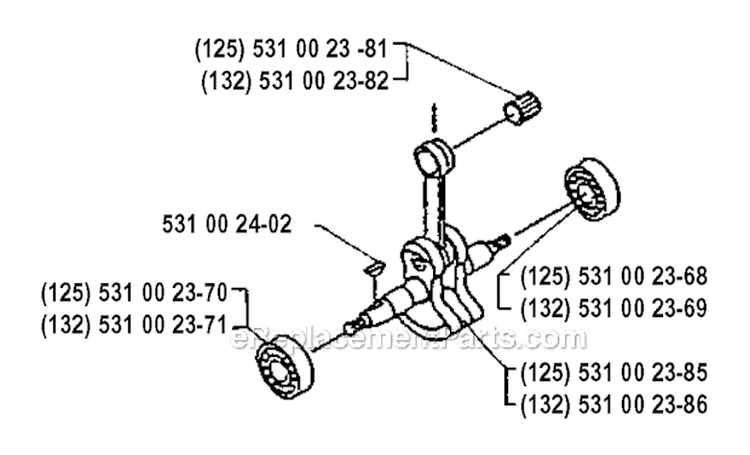 Crankshaft Diagram and Parts List for 125L 1990-11 Husqvarna Trimmer