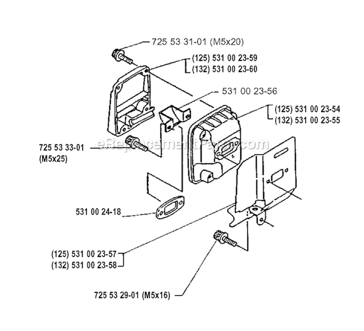 Muffler Diagram and Parts List for 125RB 1990-11 Husqvarna Brush Cutter