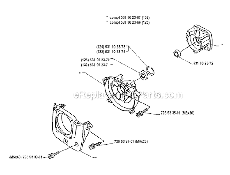 Crankcase Diagram and Parts List for 125RB 1990-11 Husqvarna Brush Cutter