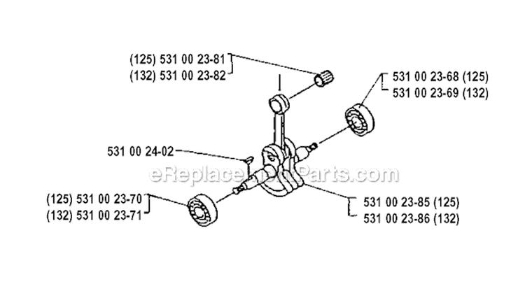 Crankshaft Diagram and Parts List for 125RB 1990-11 Husqvarna Brush Cutter