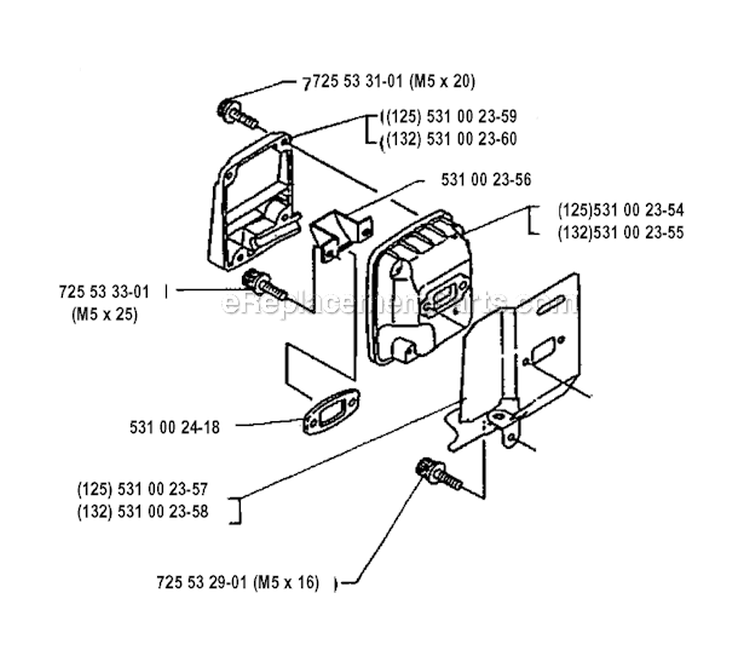Muffler Diagram and Parts List for 125RB 1993-04 Husqvarna Brush Cutter