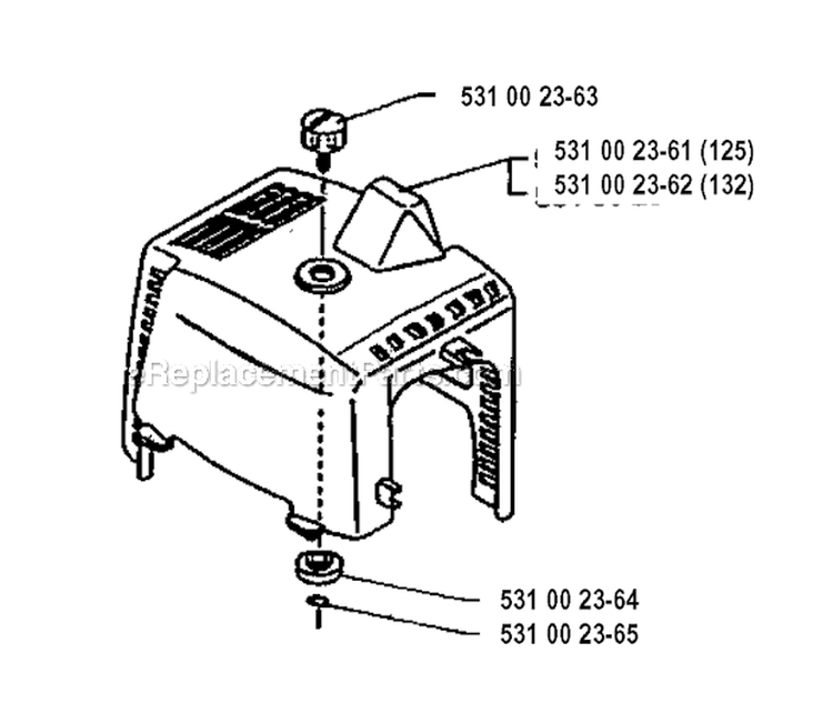 Cylinder Cover Diagram and Parts List for 125RB 1993-04 Husqvarna Brush Cutter