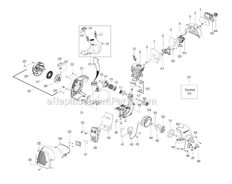 Engine Diagram and Parts List for 125RJ 2007-04 Husqvarna Brush Cutter
