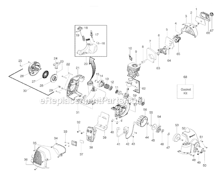 Engine Diagram and Parts List for 125RJ 2008-06 Husqvarna Brush Cutter