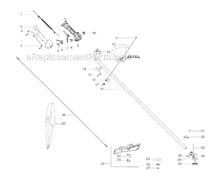 Shaft  Handle Diagram and Parts List for 125RJ 2008-06 Husqvarna Brush Cutter