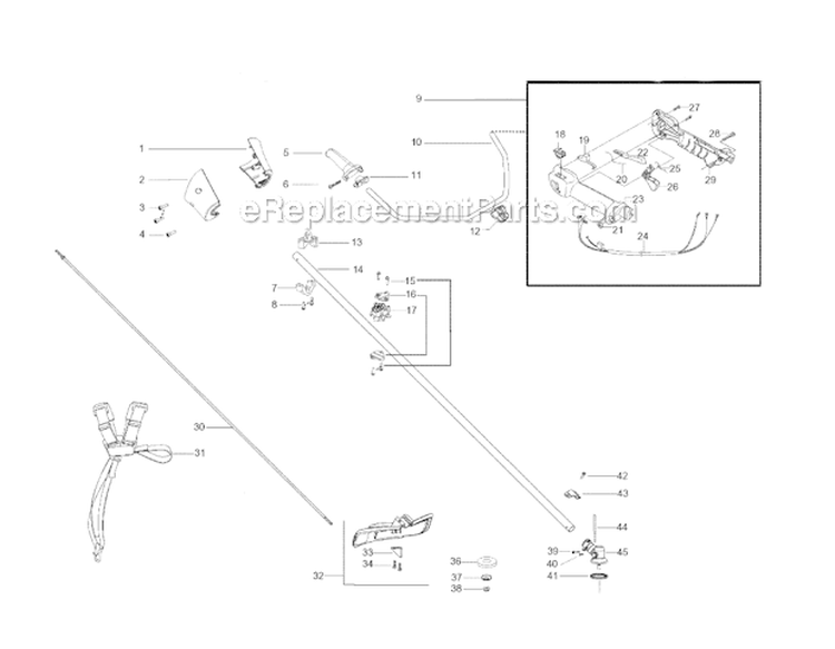 Shaft  Handle Diagram and Parts List for 125R 2007-10 Husqvarna Brush Cutter