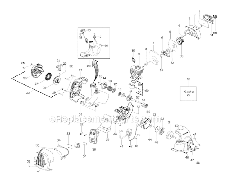 Engine Diagram and Parts List for 125R 2008-06 Husqvarna Brush Cutter