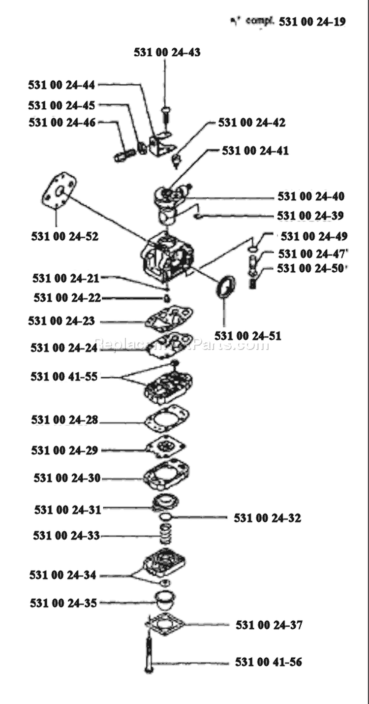 Page C Diagram and Parts List for 125E 125 E 1993-04 Husqvarna Edger