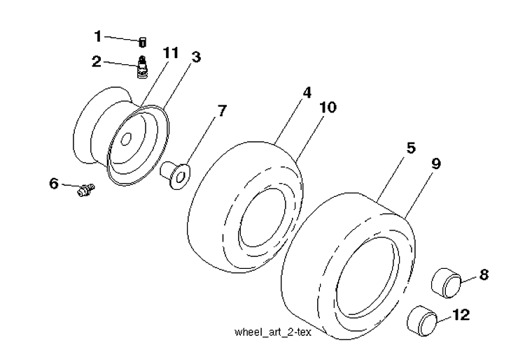 Wheels And Tires Diagram and Parts List for TS348XD  Husqvarna Lawn Tractor