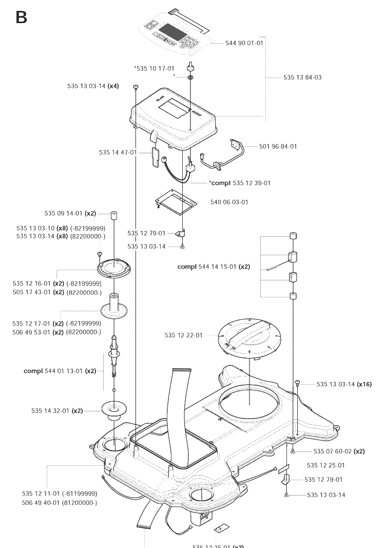 Chassis Upper Diagram and Parts List for 220AC 2008-05 Husqvarna Lawn Mower