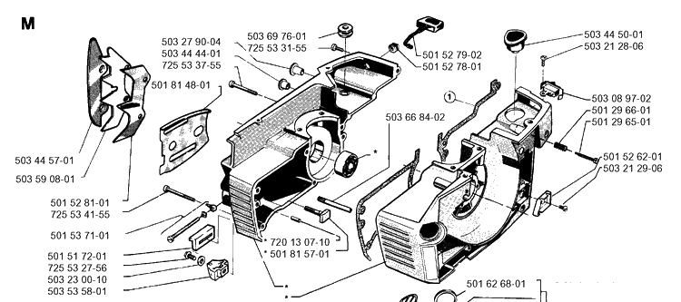 Crankcase Diagram and Parts List for 266 1993-09 replaced by 266 Husqvarna Chainsaw