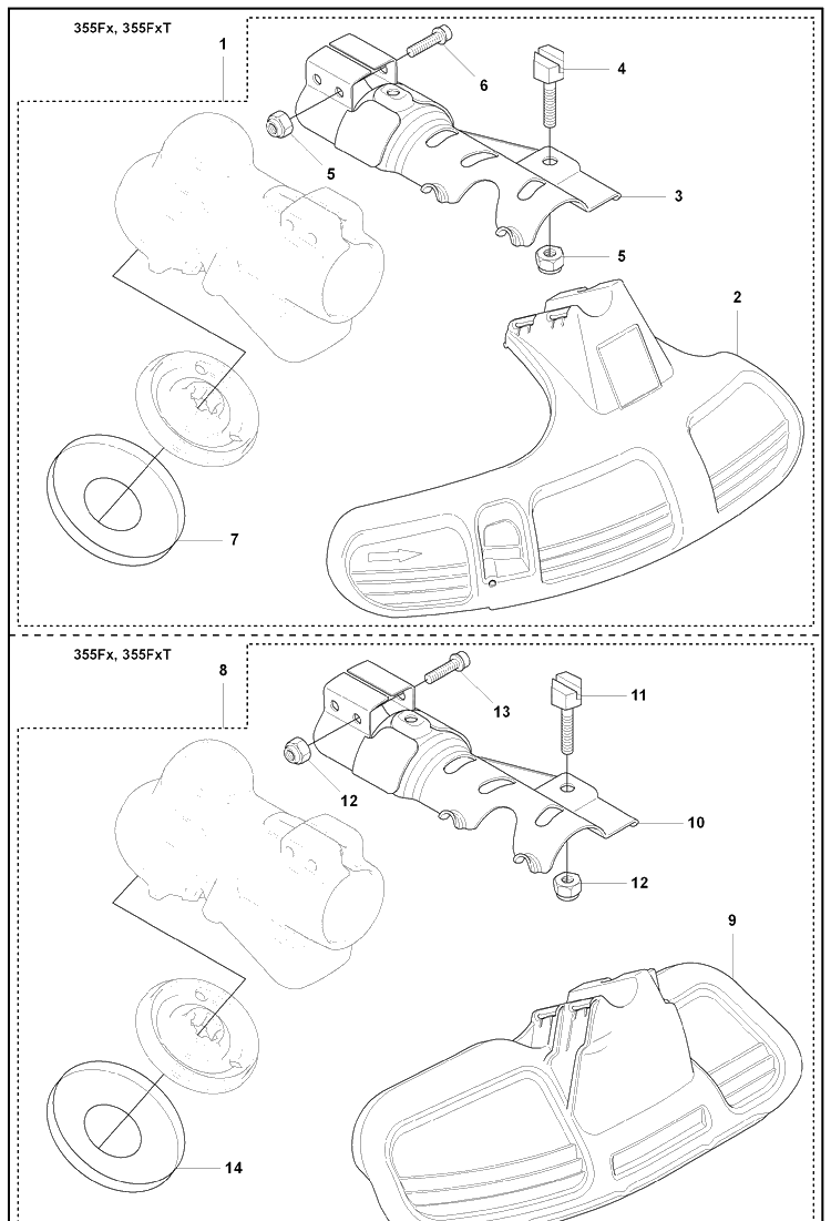 Guards/355 Fx/ Fxt Diagram and Parts List for 355FXT 2008-07 Husqvarna Brush Cutter