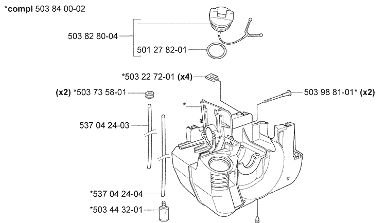 Crankcase Diagram and Parts List for 232L 2007-01 Husqvarna Trimmer
