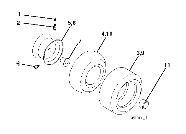 Wheels And Tires Diagram and Parts List for CTH220TWIN (96061019003)(2008-11) Husqvarna Lawn Tractor