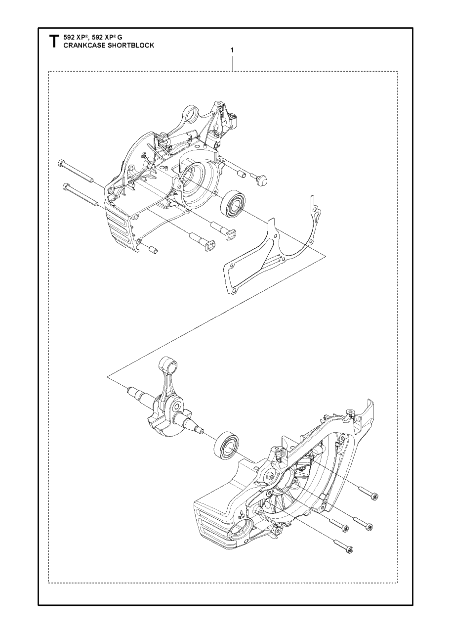 Short Block Diagram and Parts List for 592XP-XPG  Husqvarna Chainsaw